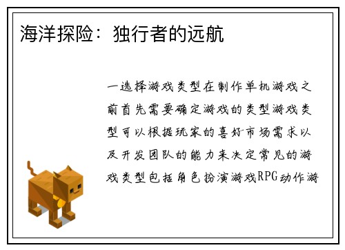 海洋探险：独行者的远航