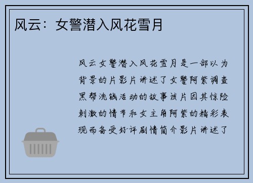 风云：女警潜入风花雪月